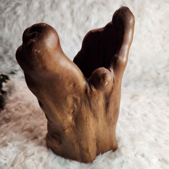 Vintage Rustic Primitive Unique Hand-Carved Wooden Root Vase - Picture 3 of 5